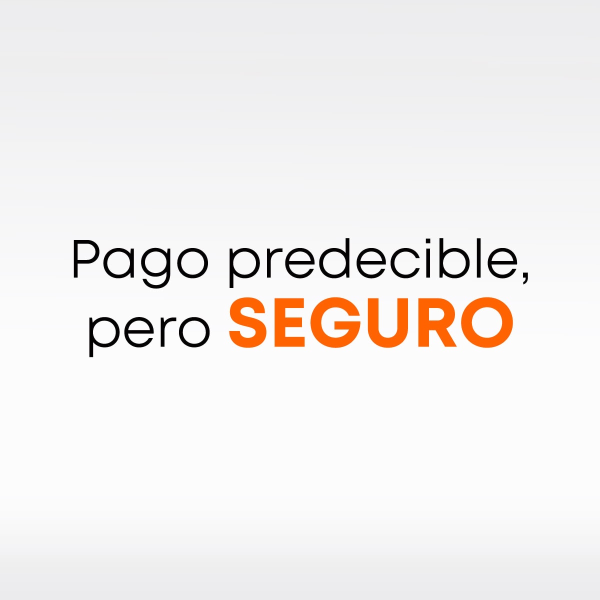Texto gráfico con el mensaje "Pago predecible, pero SEGURO" sobre fondo blanco