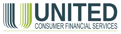 Logo of United Consumer Financial Services with a green and blue stylized "U" design