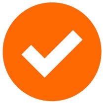 Orange circle icon with white checkmark